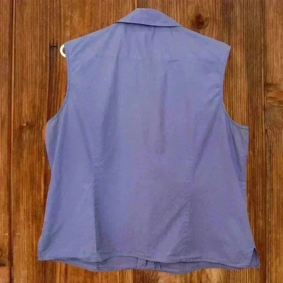 Script vintage, 100% cotton,  sleeveless top w front darts, butterfly embroidery - Picture 3 of 5